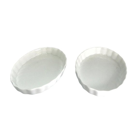 Set 2 BIA Cordon Blue Au Gratin Quiche Dishes Fluted 5"×4.5" Creme Brulee Tart - Picture 5 of 6